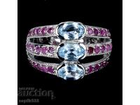 INEL UNIC DE DESIGNER CU ACVAMARINE ȘI RUBINE