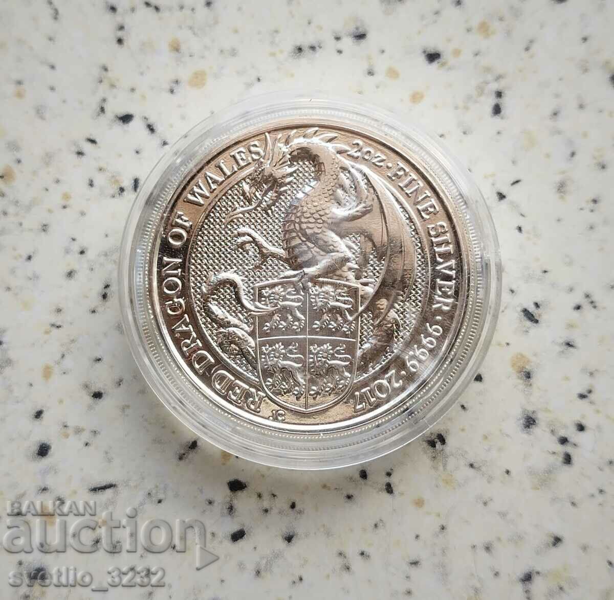Dragon de argint 2 OZ 2017