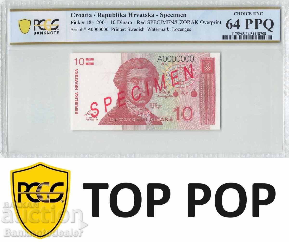 Croatia 1 Dinar 1991 Specimen Pick 16s PCGS Choice AU 58