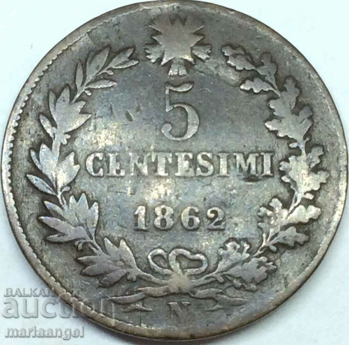 5 centesimi 1862 N - Naples Italy 25mm - 7