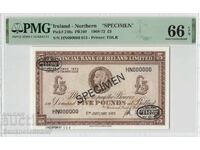 Northern Ireland 5 Pounds 1968-72 Specimen Pick 246s PMG G