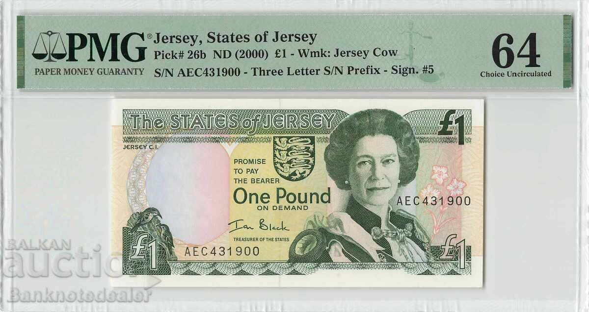Jersey 1 Pound 2000 Pick 26b PMG Choice UNC 64