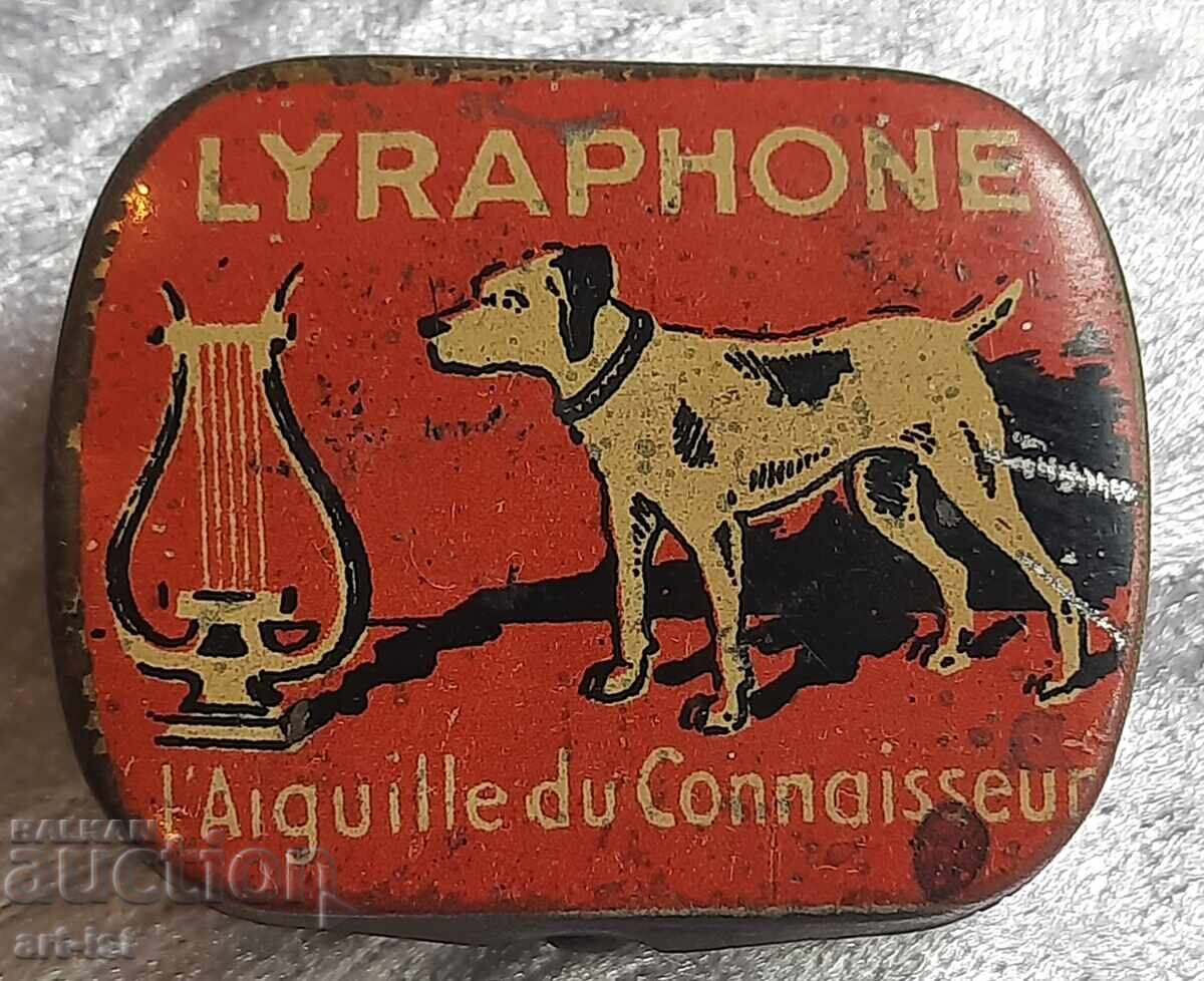 Metal box with LYRAPHONE phonograph needles Metal box with LYRAPHONE phonograph needles