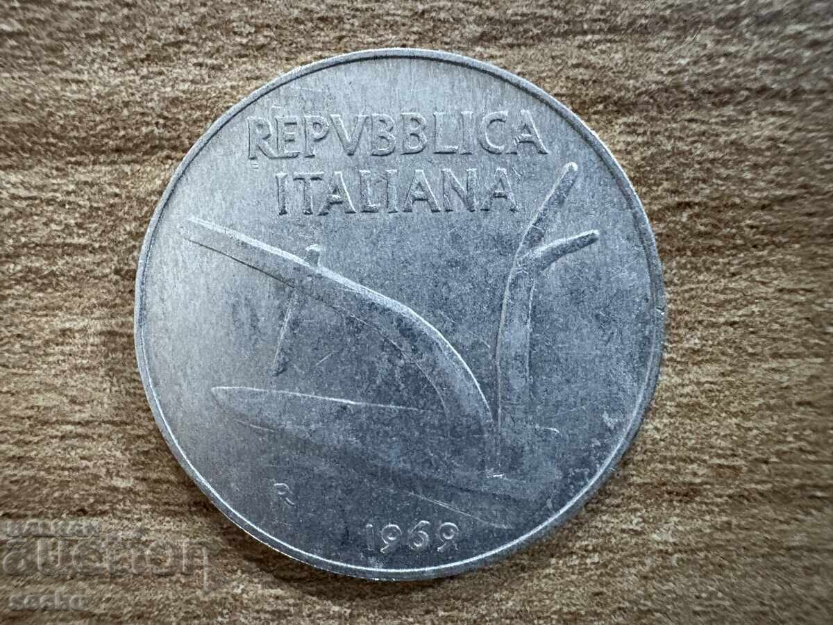 Italia - 10 lire (1969) cu preț 0.35 BGN | € 0.18