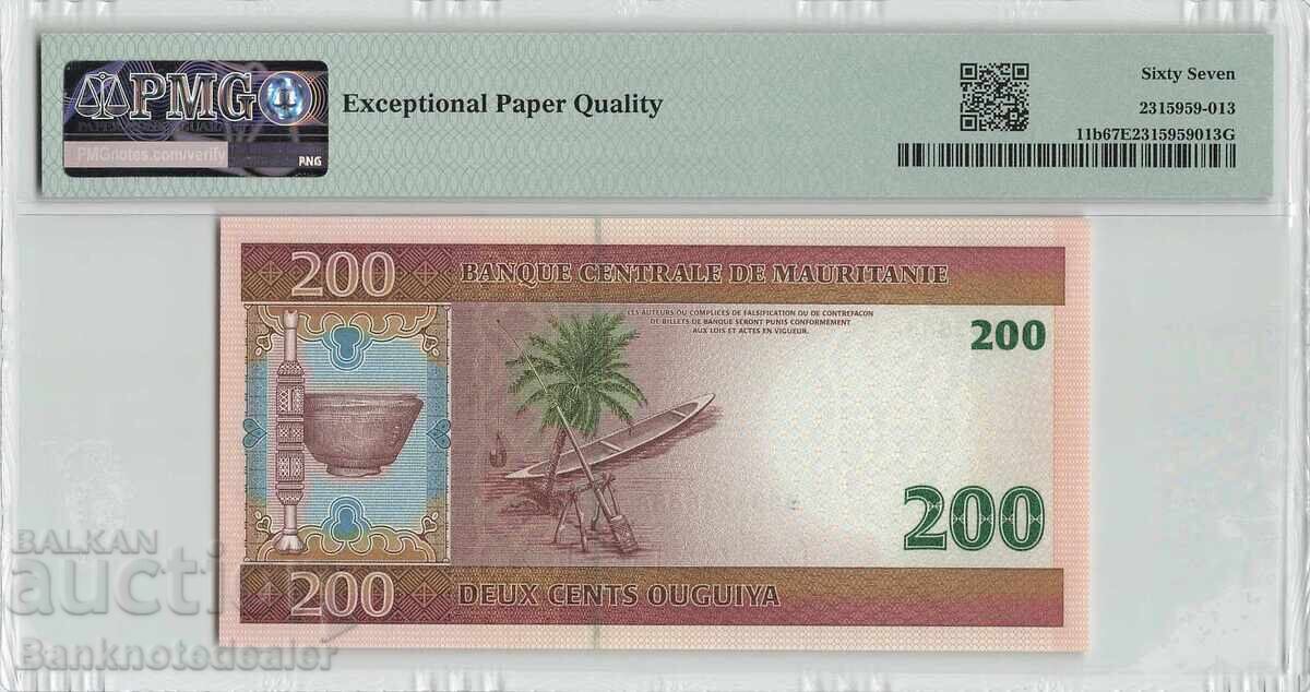 Mauritania 200 Ouguiya 2006 Pick 11b PMG Superb Gem UNC 67 with price 150.00 BGN | € 76.69