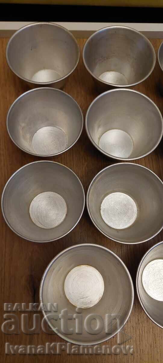 Delivery of Soviet-era aluminum shot glasses for connoisseurs, 11 pieces Delivery of Soviet-era aluminum shot glasses for connoisseurs, 11 pieces
