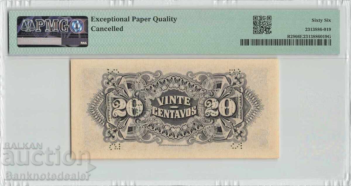 Mozambique 20 Centavos 1933 Pick R29 PMG Gem UNC 66 EPQ с цена 105.00 лв. | € 53.69