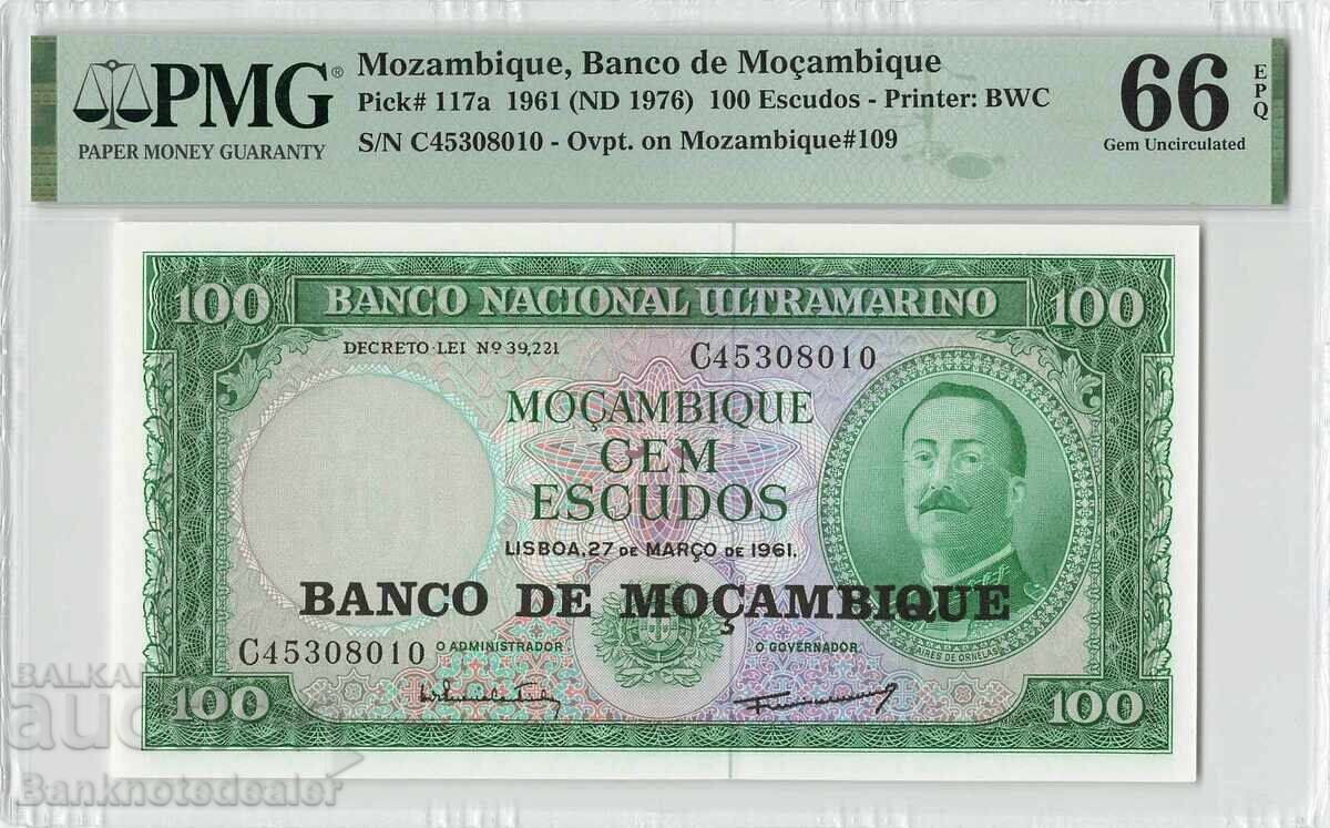 Mozambique 100 Escudos 1961 Pick 117a PMG Gem UNC 66 EPQ