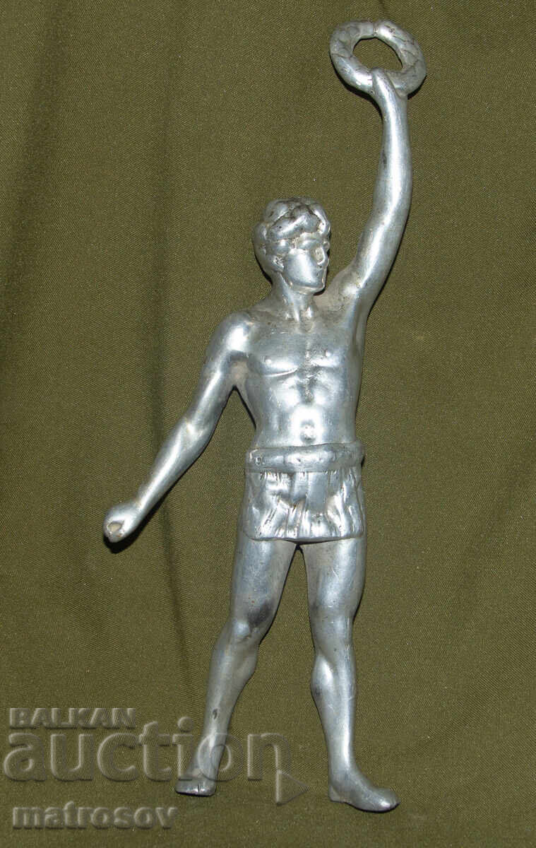 Δημοπρασία Αυθεντική μεταλλική φιγούρα γλυπτού αθλητή με στεφάνι