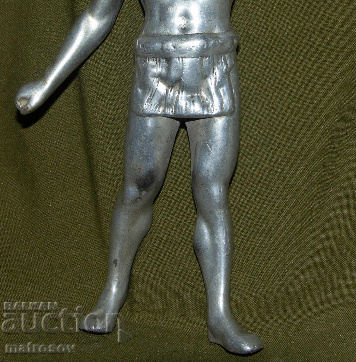 Αυθεντική μεταλλική φιγούρα γλυπτού αθλητή με στεφάνι - 5