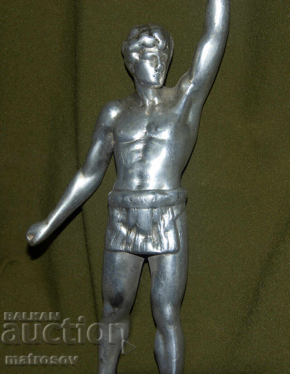 Αυθεντική μεταλλική φιγούρα γλυπτού αθλητή με στεφάνι - 6