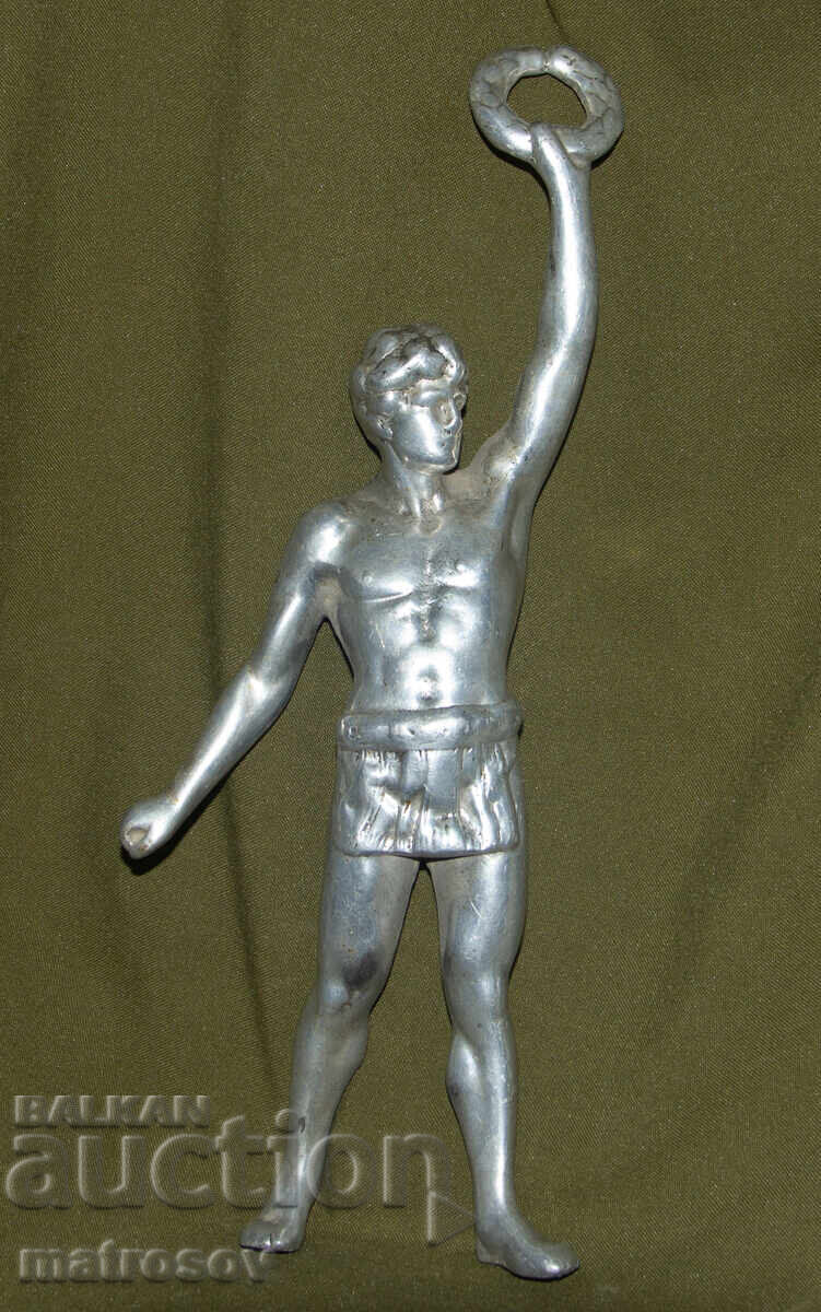 Αυθεντική μεταλλική φιγούρα γλυπτού αθλητή με στεφάνι