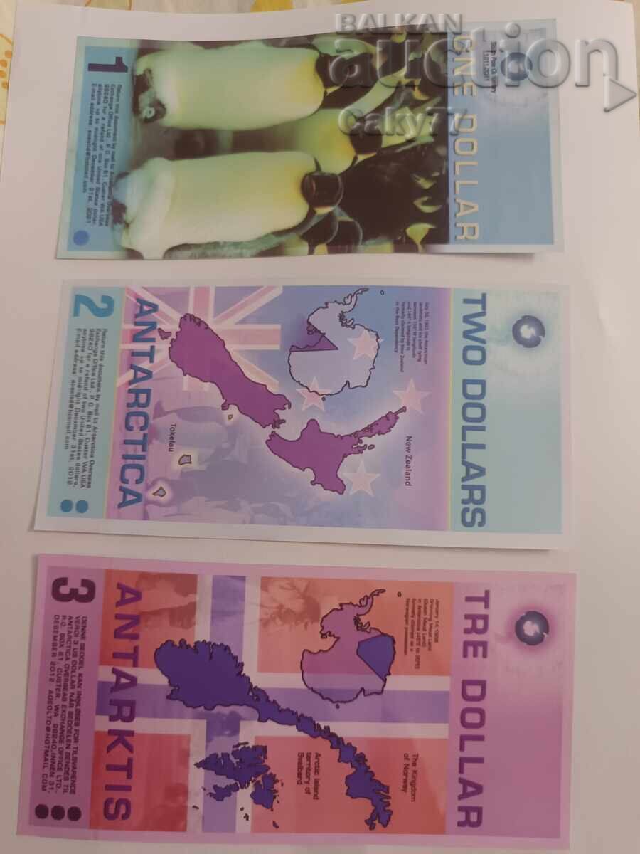 Παράδοση Λοτ 6 πολυμερικά φανταστικά χαρτονομίσματα Ανταρκτικής