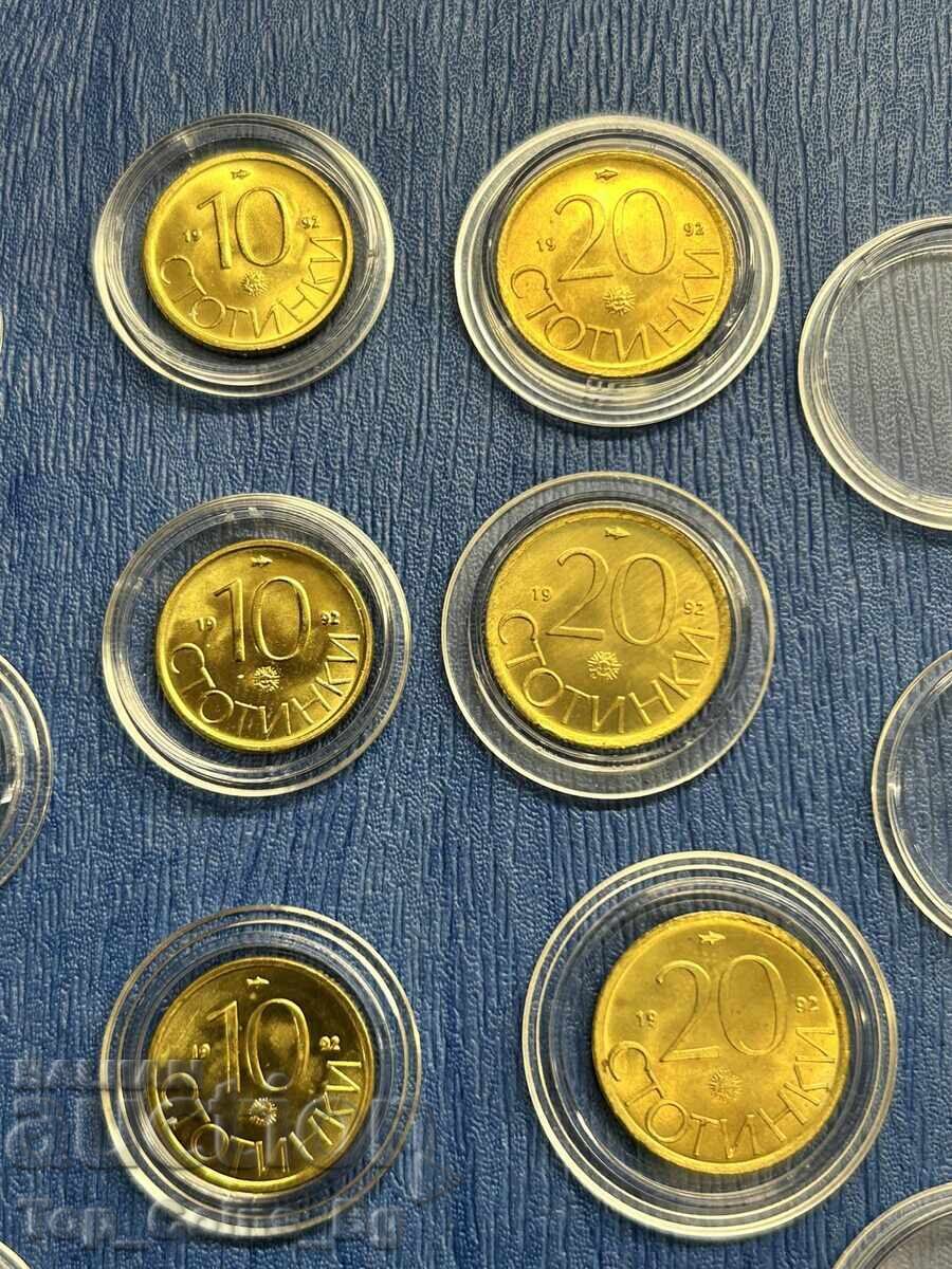 UNC set of 3 x 10 and 20 cents 1992 set of 2 UNC set of 3 x 10 and 20 cents 1992 set of 2