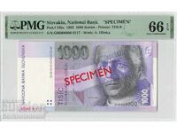 Slovakia 1000 Korun 1995 Specimen Pick 24bs PMG Gem Uncirculated 66