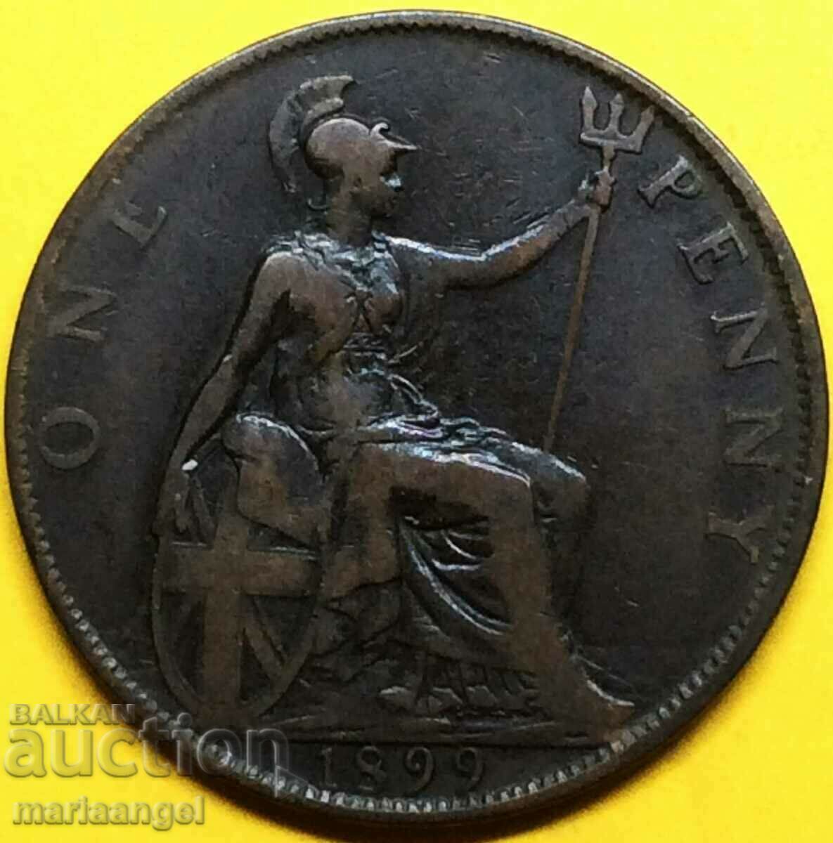 Доставка на Великобритания 1 пени 1899 Виктория 30мм бронз Доставка на Великобритания 1 пени 1899 Виктория 30мм бронз