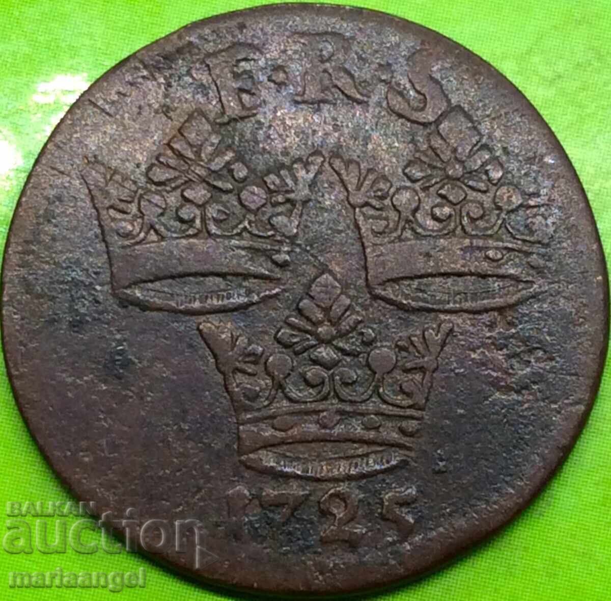 Sweden 1 Daler 1725 Charles XII Copper - 7