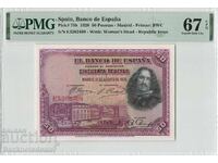 Spain 50 Pesetas 1928 Pick 75b PMG Superb Gem Uncirculated 67 EPQ