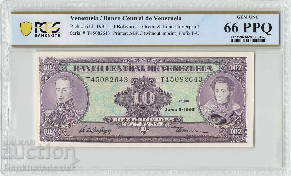 Venezuela 10 Bolivares 1995 Pick 61d PCGS Gem UNC 66 PPQ