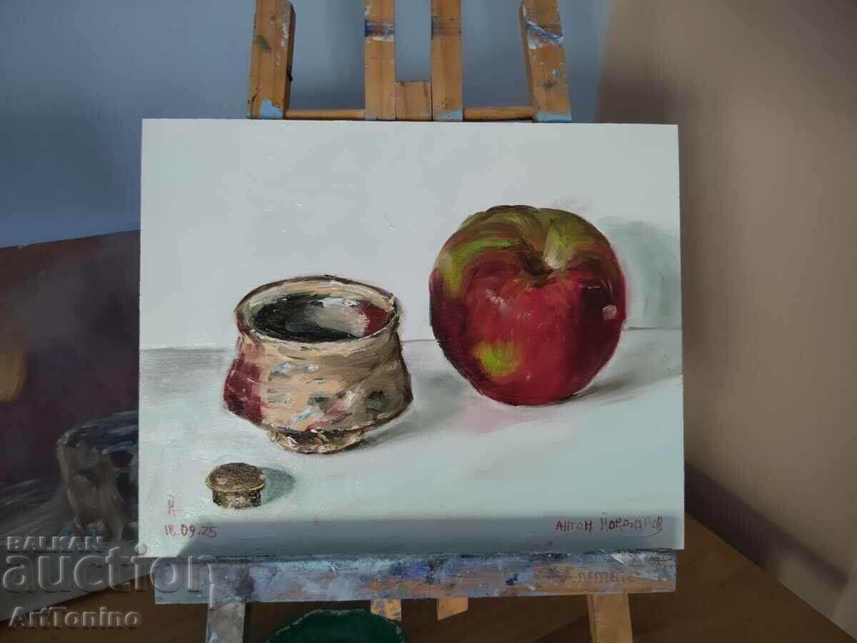 Oil painting - Still life - Japanese cup with apple - A. Yordanov with price 39.90 BGN | € 20.40