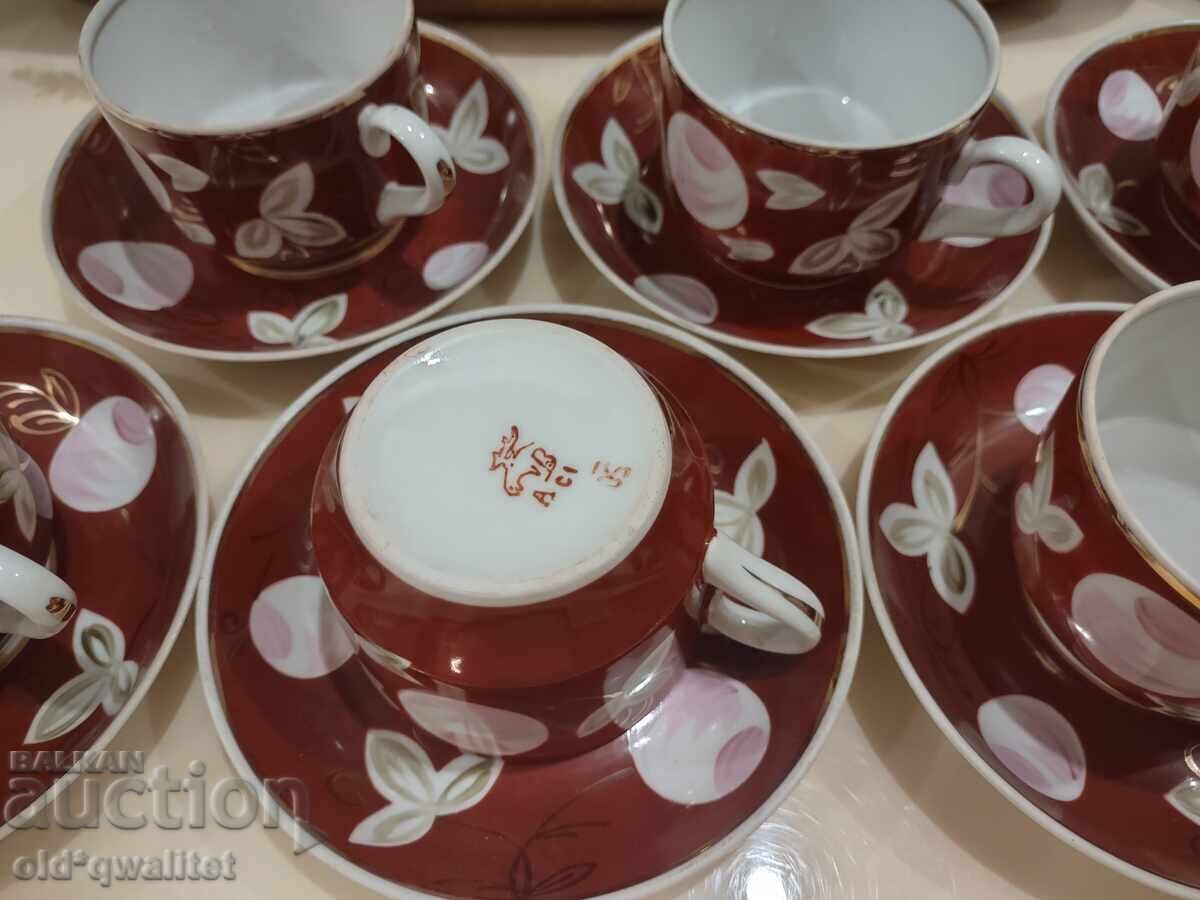 Руски порцелан, ръчно рисуван, сервиз, маркиран - 5