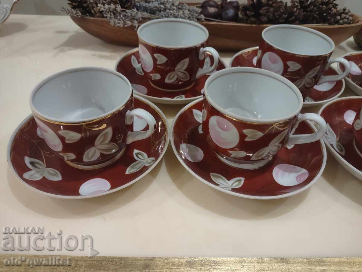 Руски порцелан, ръчно рисуван, сервиз, маркиран - 6