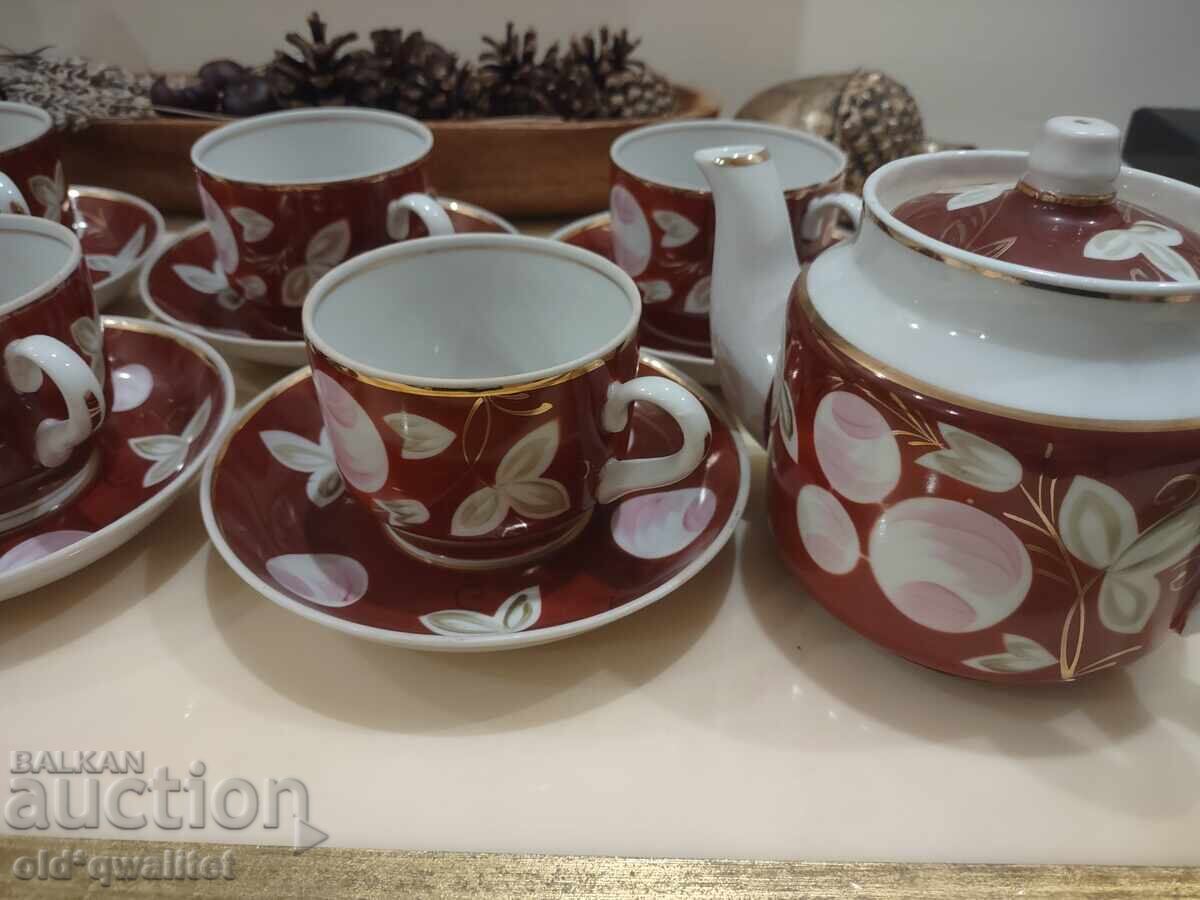 Руски порцелан, ръчно рисуван, сервиз, маркиран - 7