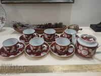 Руски порцелан, ръчно рисуван, сервиз, маркиран