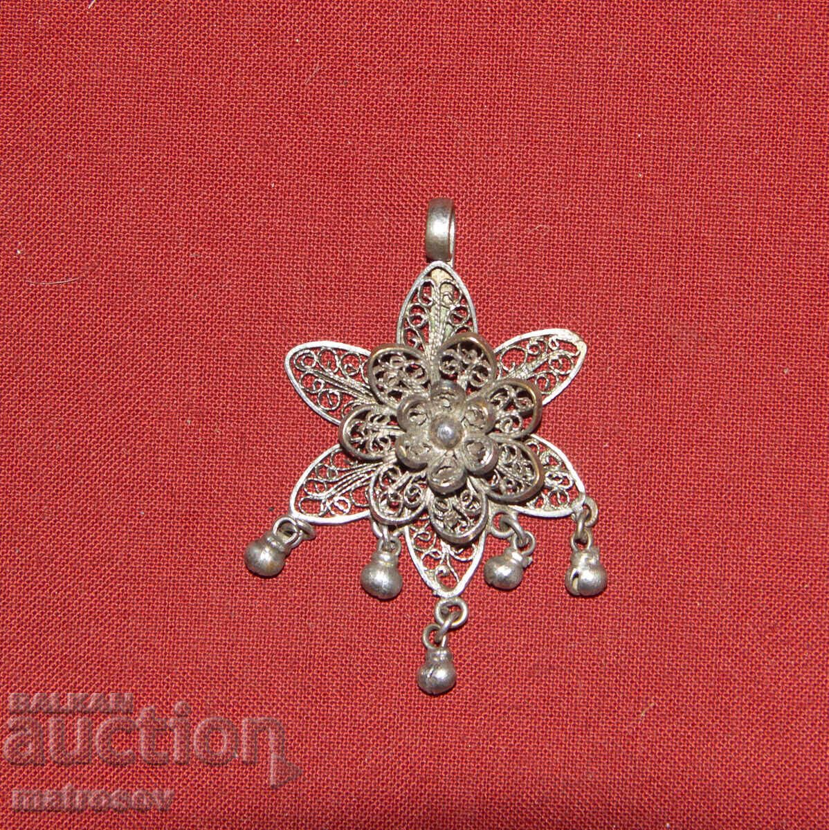 Аукцион Старо сребърно украшение колие филигран