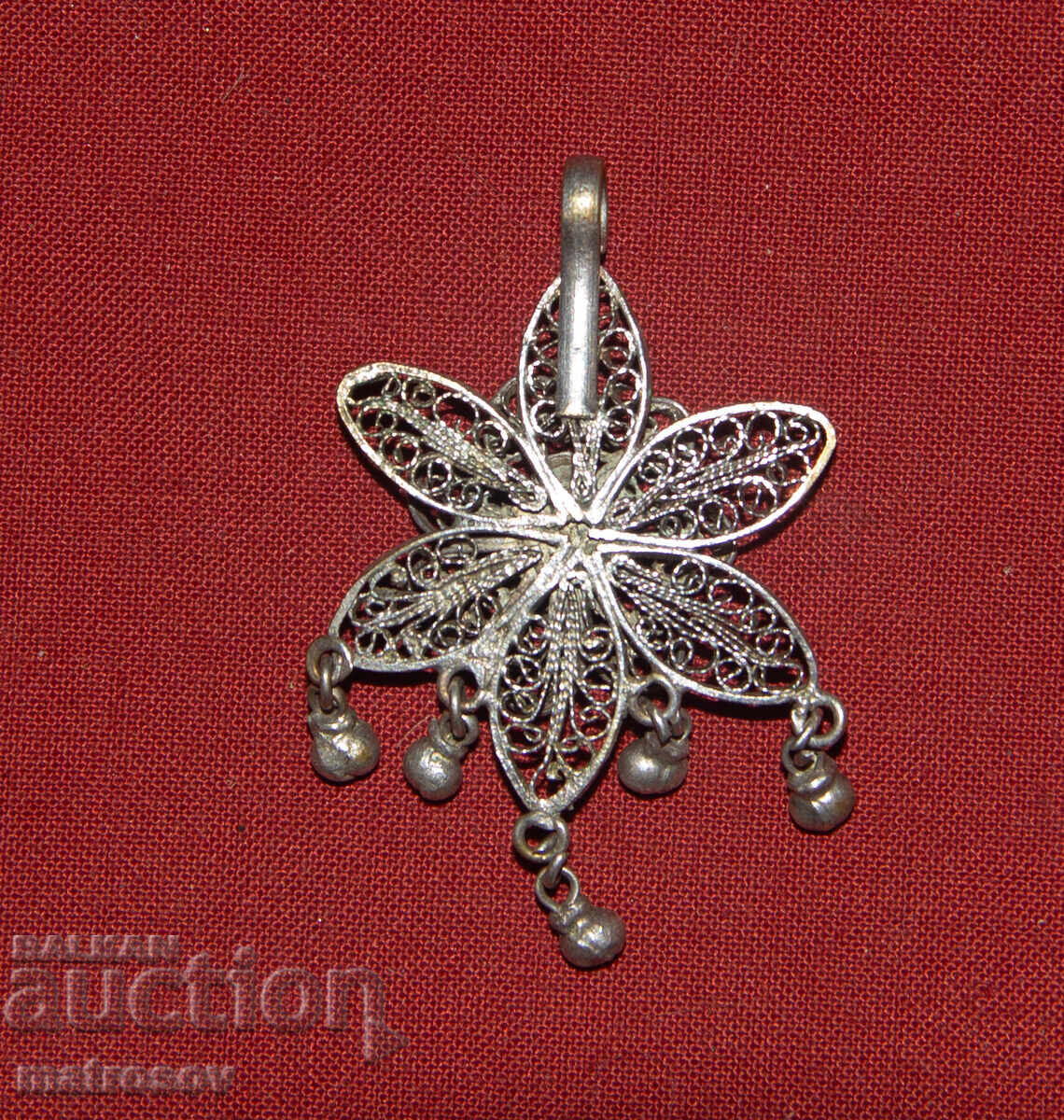 Старо сребърно украшение колие филигран - 5