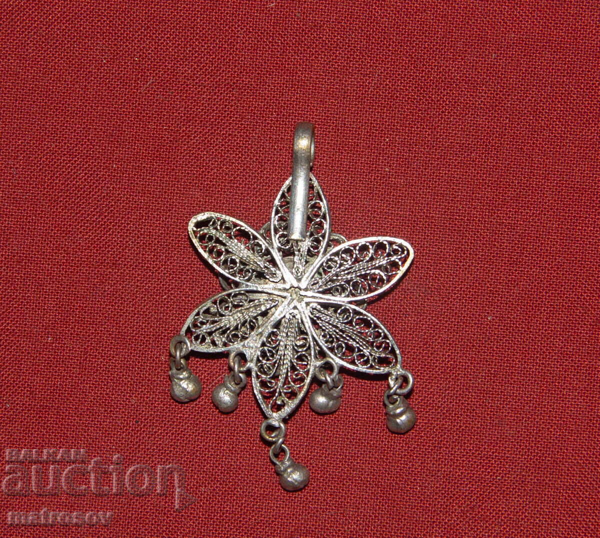 Старо сребърно украшение колие филигран - 6