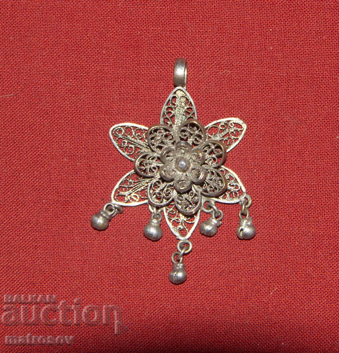 Старо сребърно украшение колие филигран