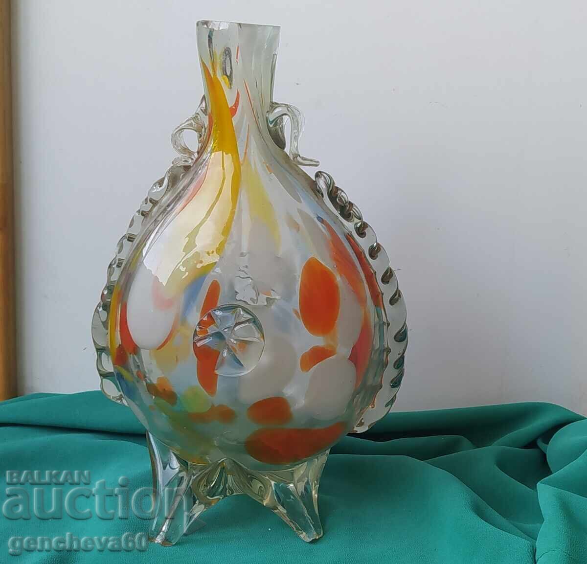 Licitație Vază mare și frumoasă tip Murano cu flori