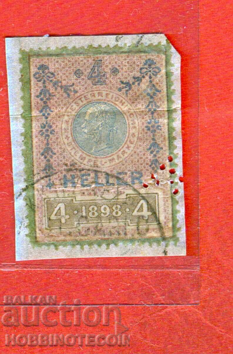 AUSTRIA - STAMPS - REVENUE STAMP 4 Heller 1898 Perfin