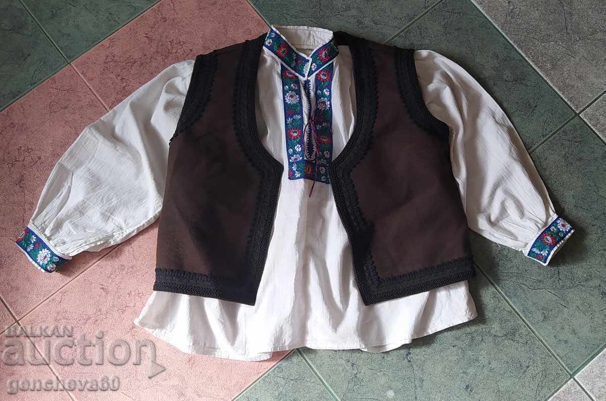Children's/Teen's shirt and vest with braid, folk costume - 7