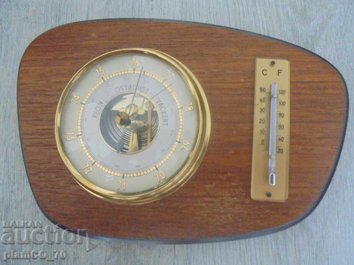 Παράδοση №*8270 Παλιό βαρόμετρο με θερμόμετρο Παράδοση №*8270 Παλιό βαρόμετρο με θερμόμετρο