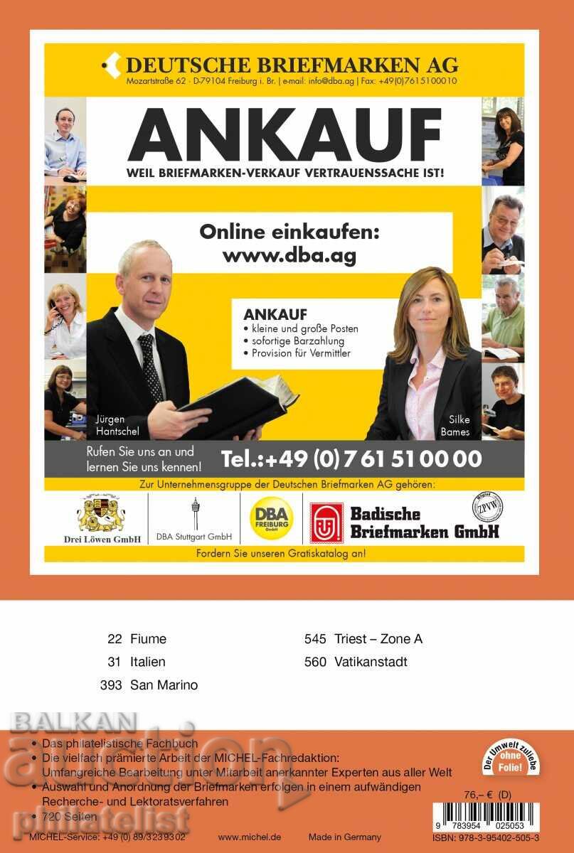 Каталог MICHEL - Апенински полуостров 2025 г. (E 5) с цена 149.00 лв. | € 76.18 Каталог MICHEL - Апенински полуостров 2025 г. (E 5) с цена 149.00 лв. | € 76.18