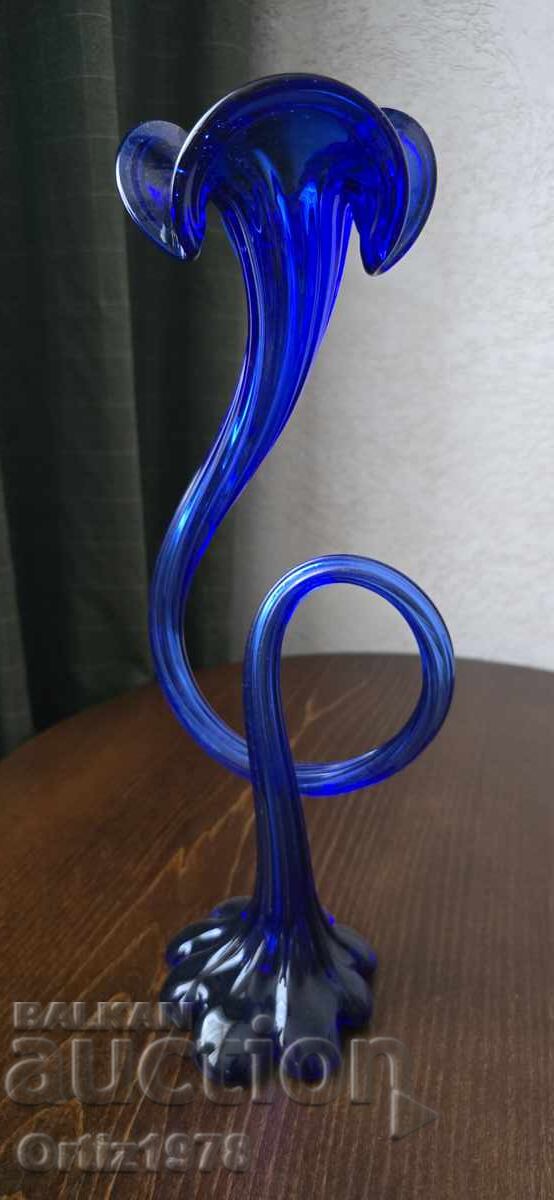 Παράδοση Συλλεκτική βάζα κοβαλτίου, φυσητό γυαλί, 39εκ