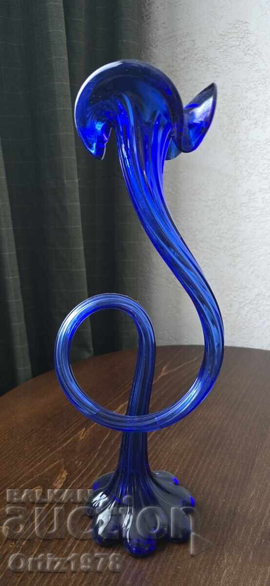 Συλλεκτική βάζα κοβαλτίου, φυσητό γυαλί, 39εκ - 6