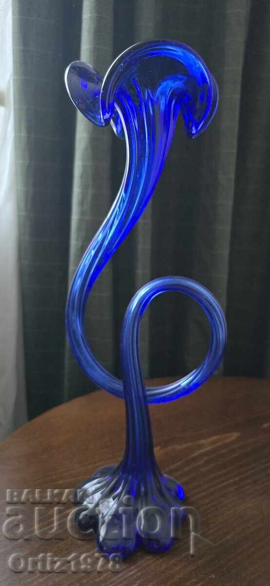 Συλλεκτική βάζα κοβαλτίου, φυσητό γυαλί, 39εκ