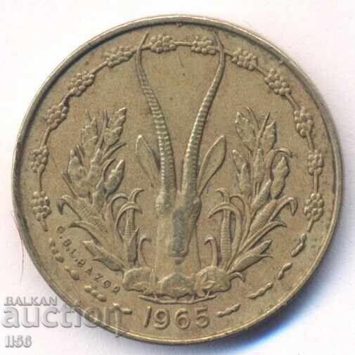 West Africa - 5 Francs 1965 with price 1.60 BGN | € 0.82