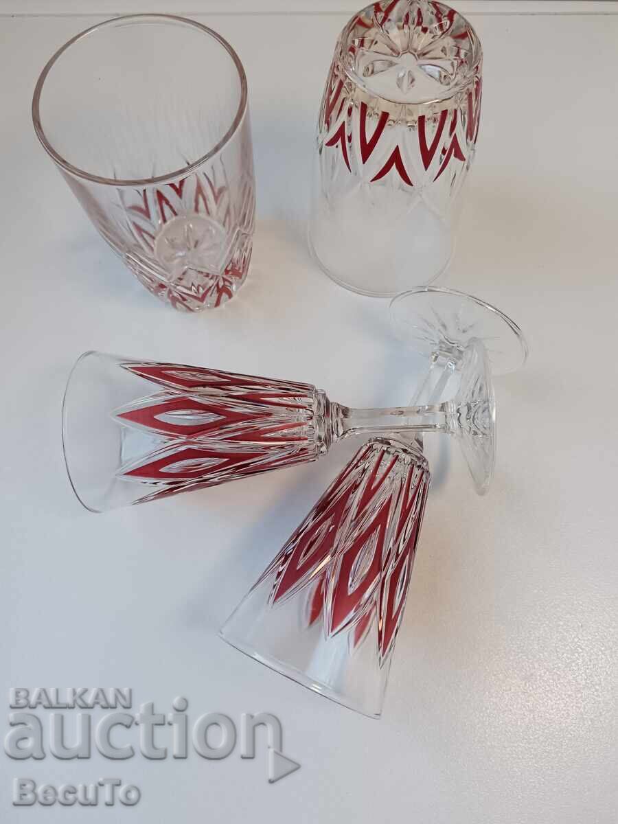 Auction  Glass set for two: 2 aperitif glasses and 2 for soft drinks