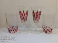 Glass set for two: 2 aperitif glasses and 2 for soft drinks