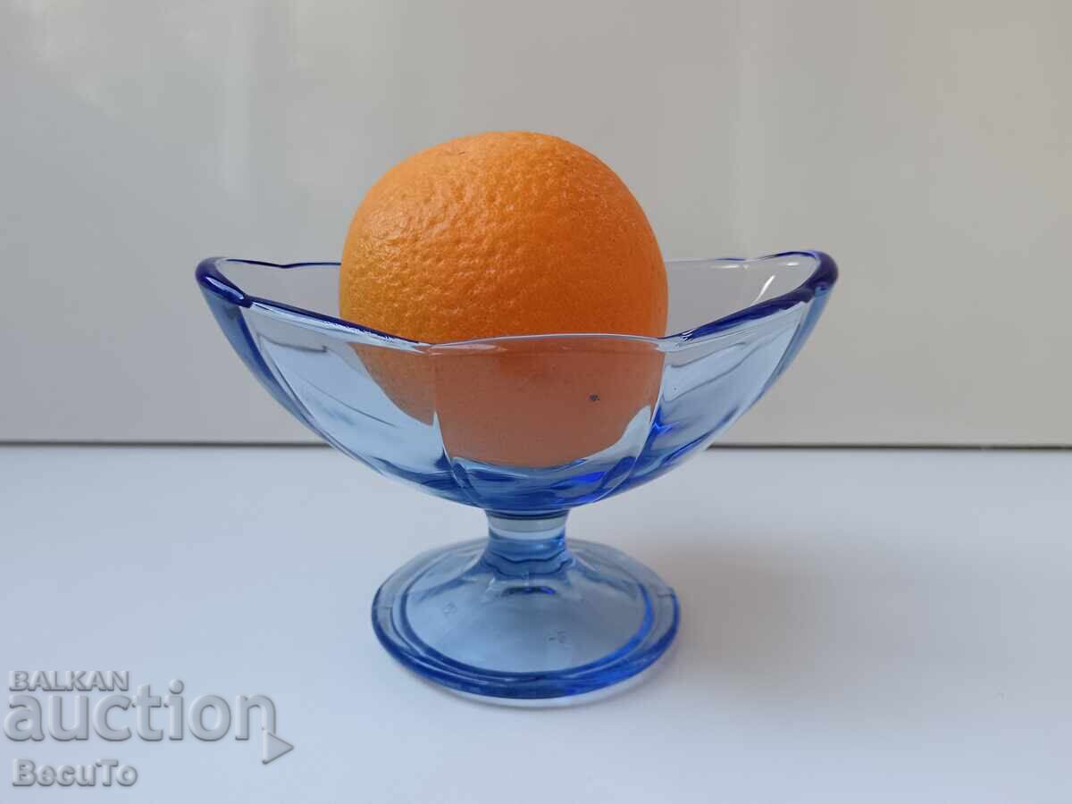 Italian blue glass bowls, with labels - 5