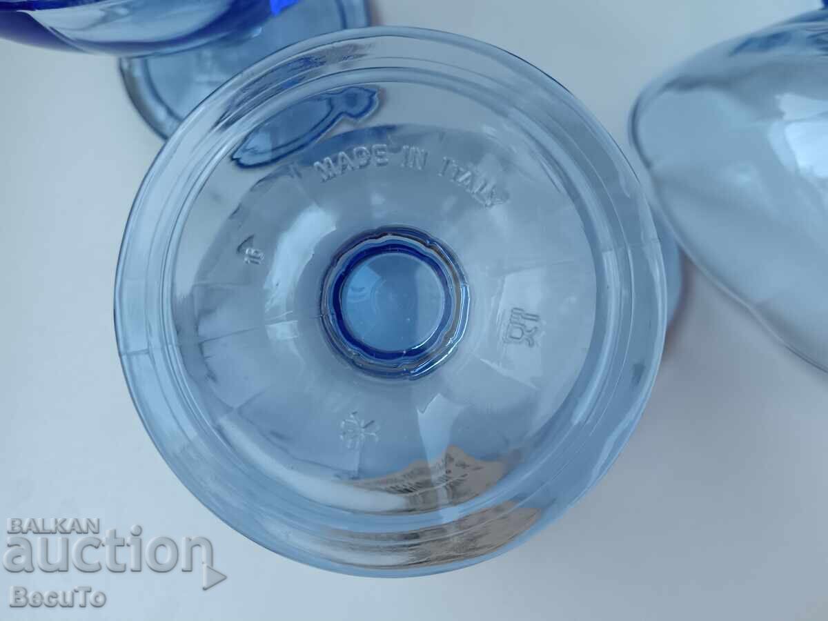 Italian blue glass bowls, with labels - 6