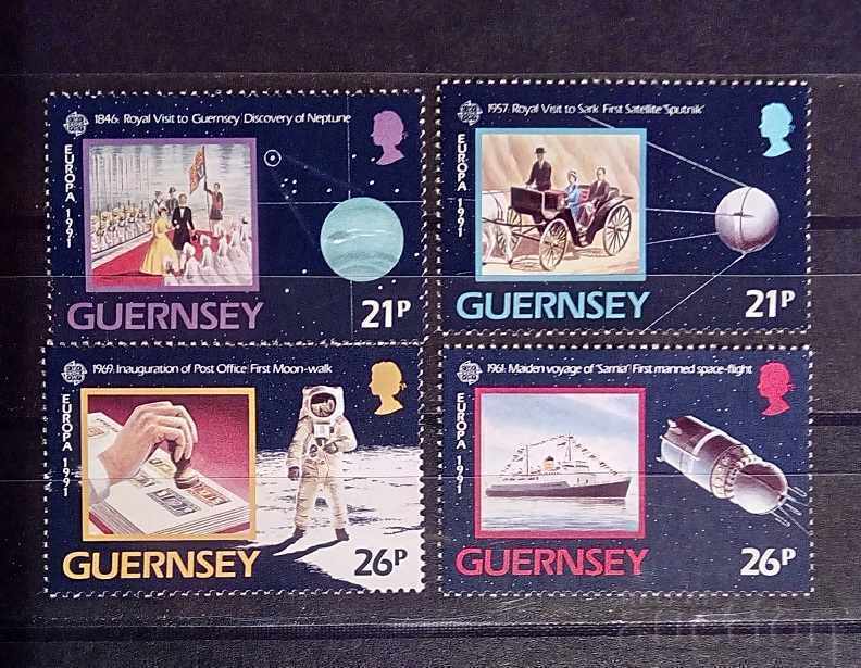 Guernsey / Guernsey 1991 Europe CEPT Space / Ships / Horses MNH