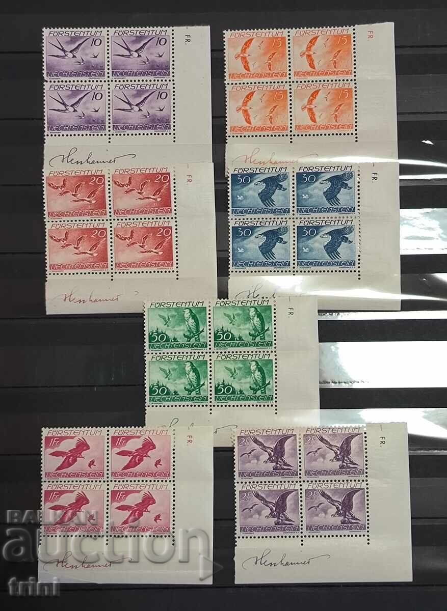Лихтенщайн 1939 г. Фауна Птици, пълна серия MNH карета Лихтенщайн 1939 г. Фауна Птици, пълна серия MNH карета