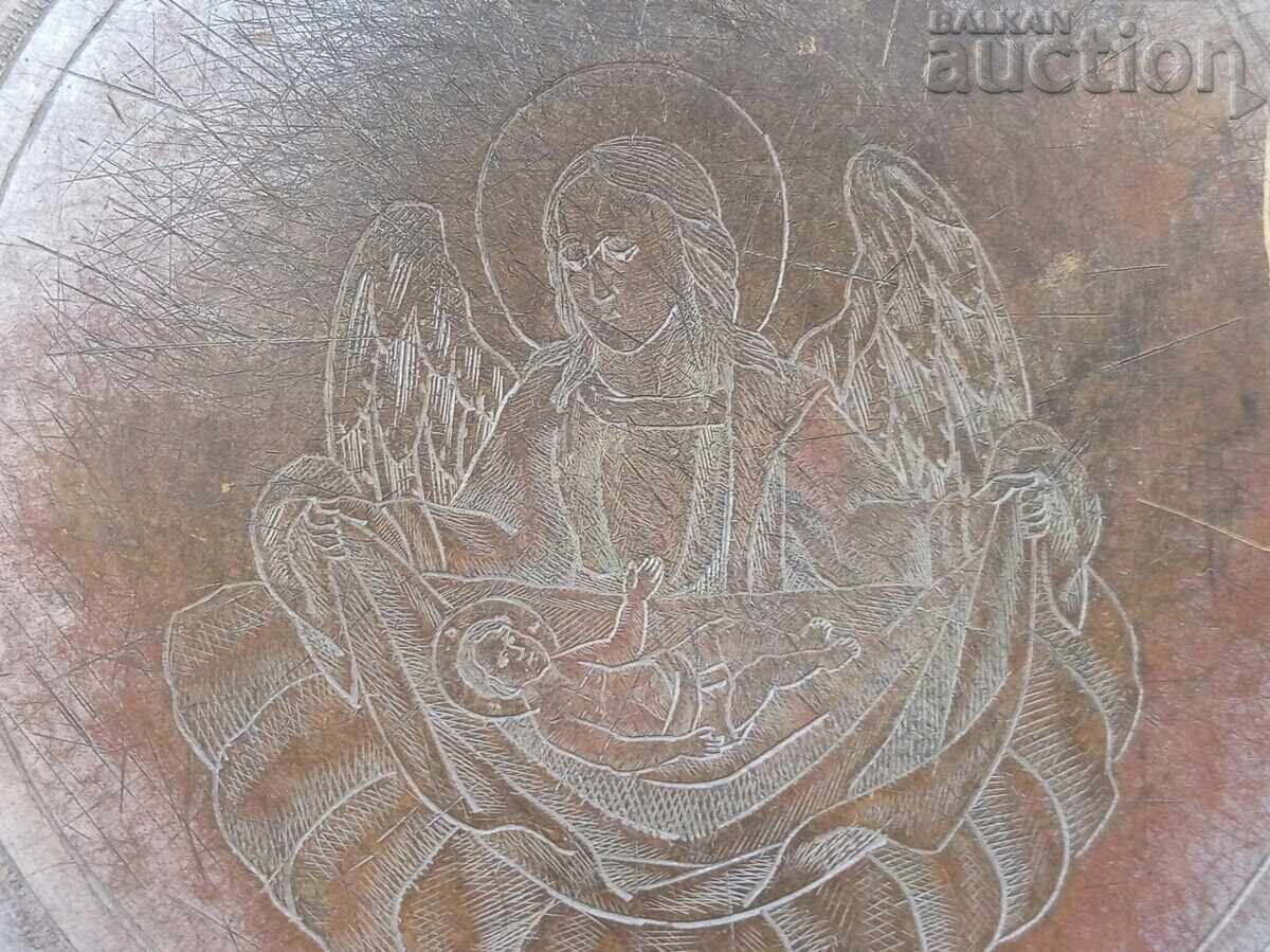 Δημοπρασία Παλαιός αναγεννησιακός δίσκος οικιακό πιάτο τελετουργίας δίσκος Ιησούς