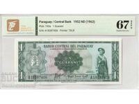 Paraguay 1 Guarani 1952 Pick 193a 67 EPQ Superb Gem Unc 1