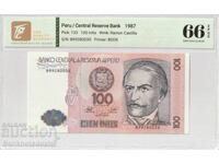 Peru 100 Intis 1987 Pick 133 66 EPQ Gem Unc